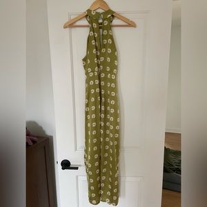 Lush Midi Halter Silk Flower Dress